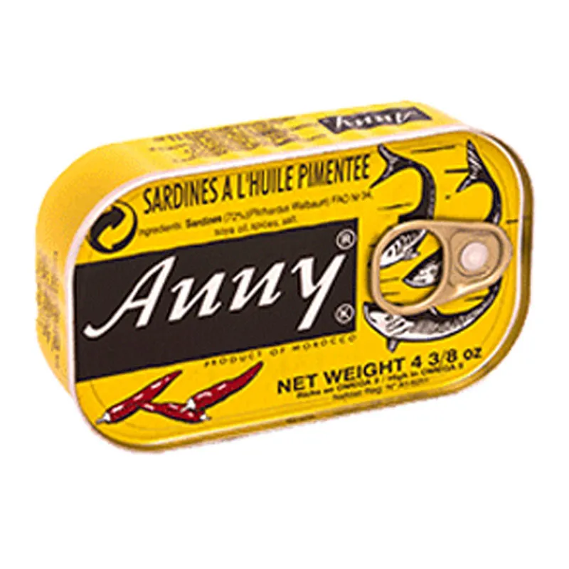 Sardines à l'huile végétale pimentées (jaune) Anny 50x125 g