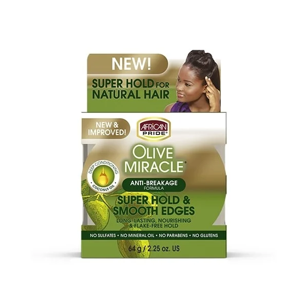 African Pride - Olive Miracle Anti-Breakage Super Hold & Smooth EDGES - 2oz
