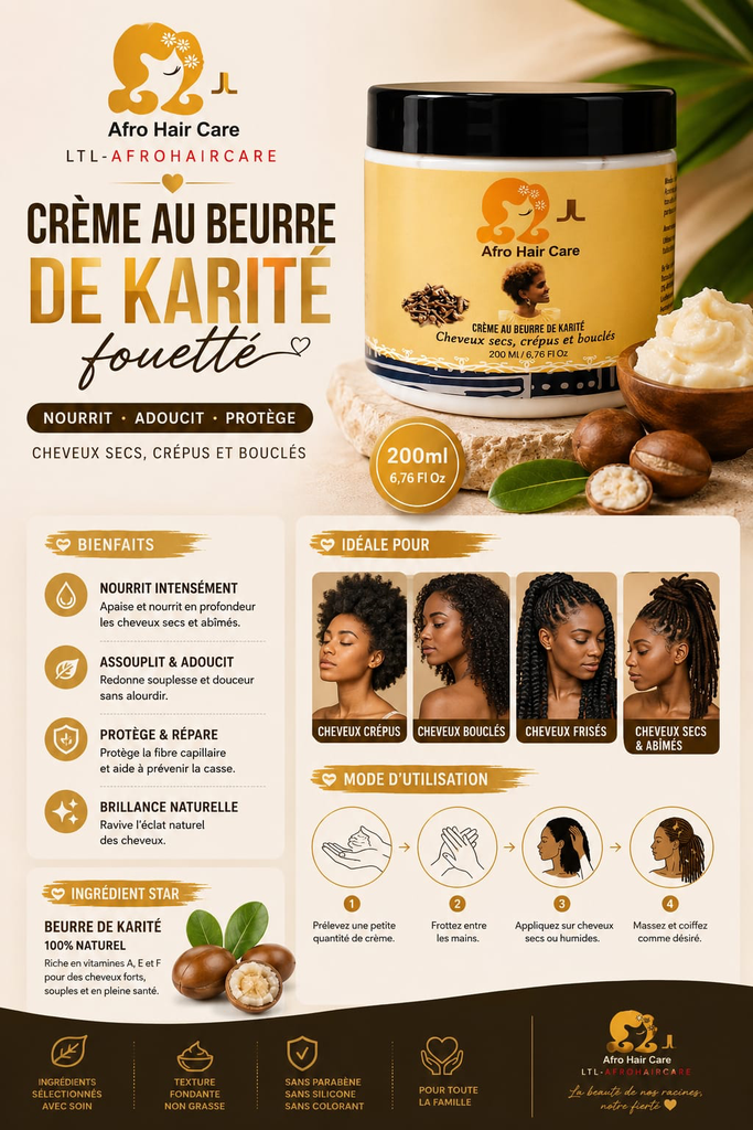 Afro Hair Care Crème au Beurre de Karité 200ml