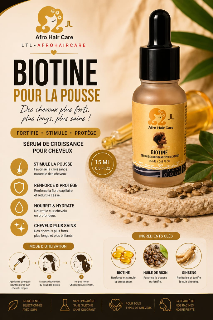 Afro Hair Care Biotine Sérum de Croissance 15ml