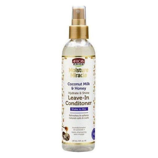 [AFR1050] African Pride Moisture Miracle Coconut Milk & Honey Leave-In Conditioner spray 8oz