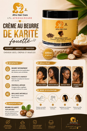 [AFR2872] Afro Hair Care Crème au Beurre de Karité 200ml